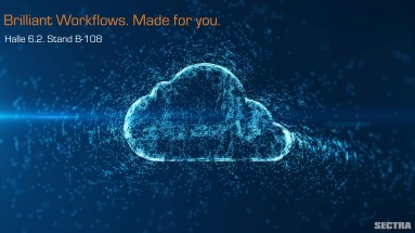 The picture shows a cloud of points of light. At the top left it says: Brilliant Workflows. Made for you.