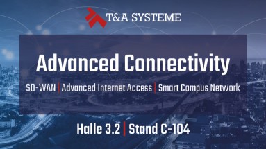 In der Bildmitte steht „Advanced Connectivity“, darunter „SD-WAN, Advanced Internet Access und Smart Campus Network“.